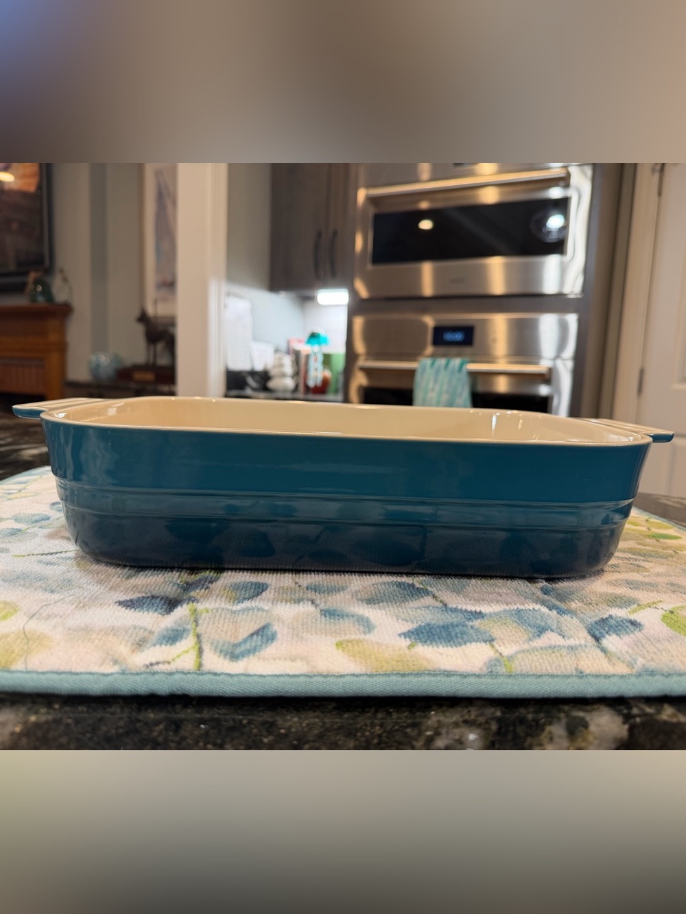New Le Creuset Deep Lasagna Baker Dish In RETIRED Deep Teal - RARE - 34cm